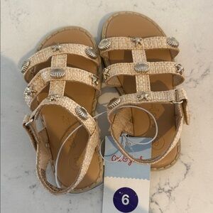Cat & Jack Tan Sandals with Shell Details